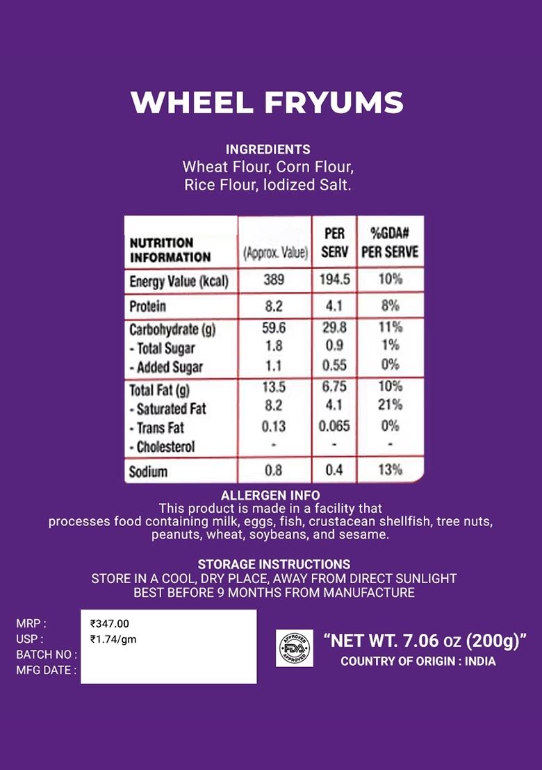 Wheel Fryums 7.06 oz (200 g) - Indya