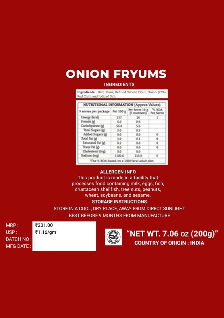  Onion Fryums 7.06 oz (200 g) - Indya