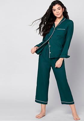 Teal Green Pyjama Shirt Set 