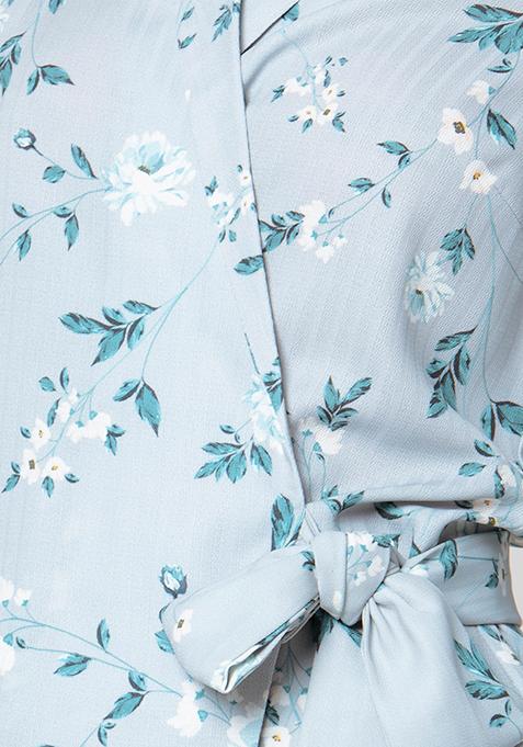Buy Women Blue Floral Belted Pyjama Set - Beach Wear Online India ...