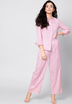 Pink Striped Pyjama Set 