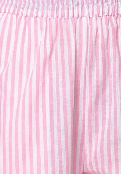 Buy Women Pink Striped Pyjama Set - Pajama Sets Online India - FabAlley