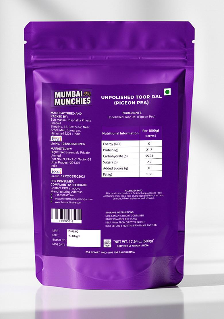 Unpolished Toor Dal (Pigeon Pea) 17.64 oz (500 g) - Indya