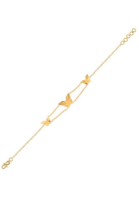 Indya X Senco Cute Butterfly Trio Kids Gold Bracelet