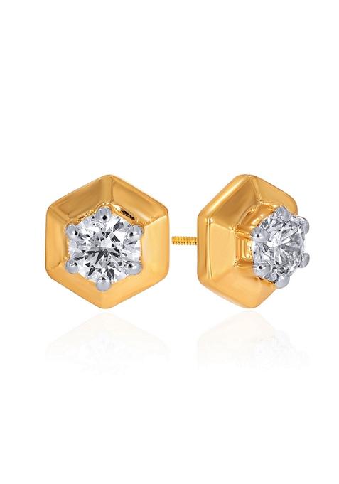 Indya X Senco 18K Yellow Gold Men Diamond Earrings