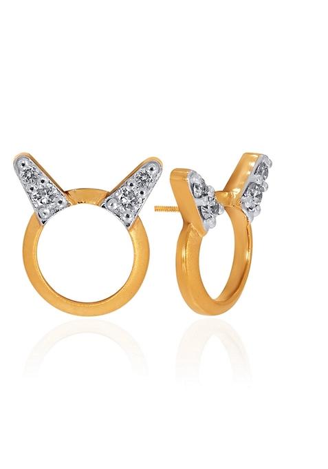 Indya X Senco 14K Yellow Gold Kids Diamond Studs Earrings