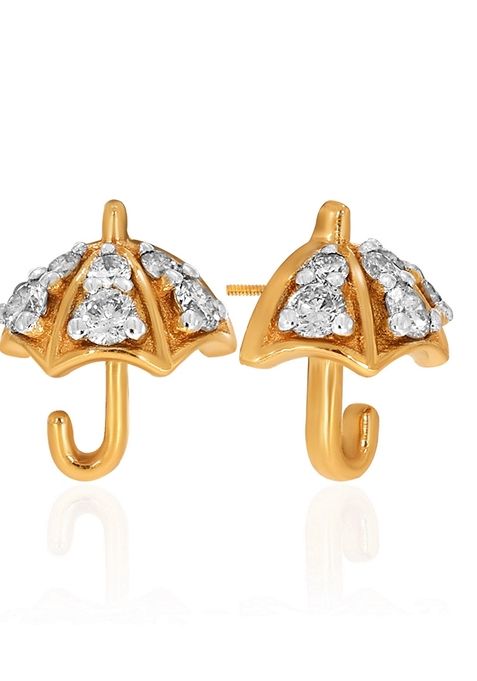 Indya X Senco 14K Yellow Gold Kids Diamond Studs Earrings