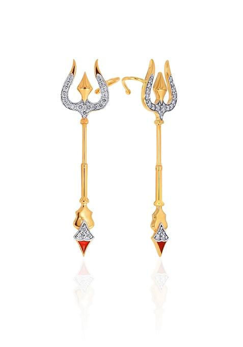 Indya X Senco 18K Yellow Gold Diamond Earrings