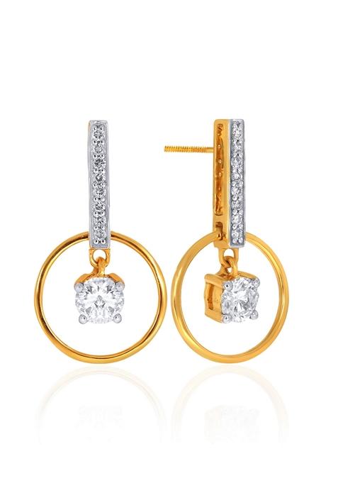 Indya X Senco 18K Yellow Gold Diamond Drop Earrings