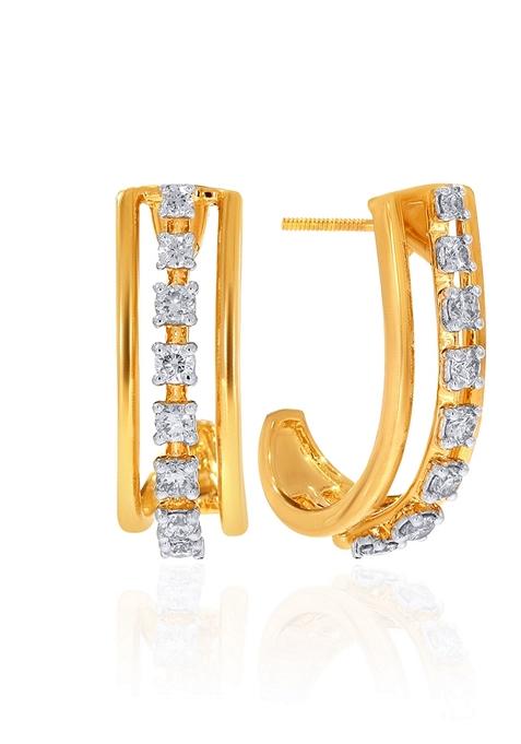 Indya X Senco 18K Yellow Gold Diamond Hoops Earrings