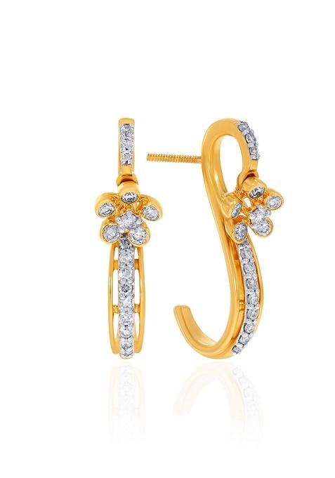 Indya X Senco 14K Yellow Gold Diamond Drop Earrings