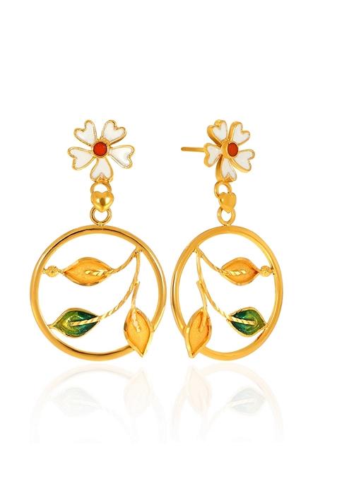 Indya X Senco 22K Yellow Gold Drop Earrings