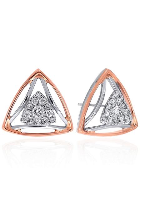 Indya X Senco Prismatic Art Platinum Studs Earrings 