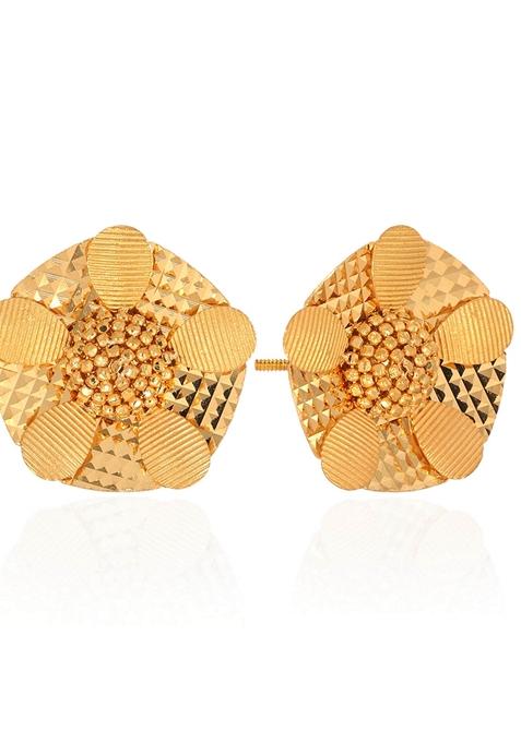 Indya X Senco Precious Bloom Gold Studs Earrings