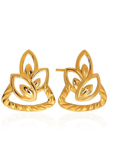 Indya X Senco Harmonious Petals Gold Studs Earrings