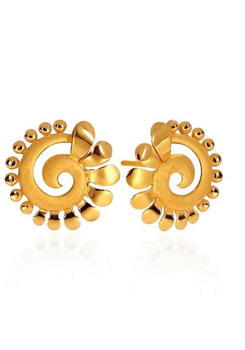 Indya X Senco Spiral Allure Gold Studs Earrings