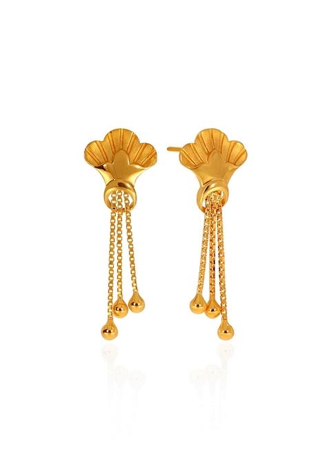 Indya X Senco Classy Bouquet Gold Drop Earrings