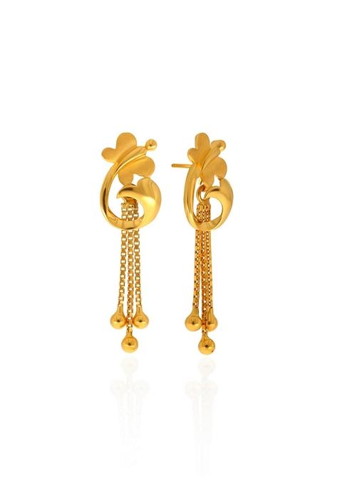 Indya X Senco Fashionable Butterfly Gold Earrings