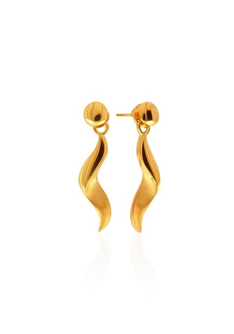 Indya X Senco Wavy Trail Gold Drop Earrings