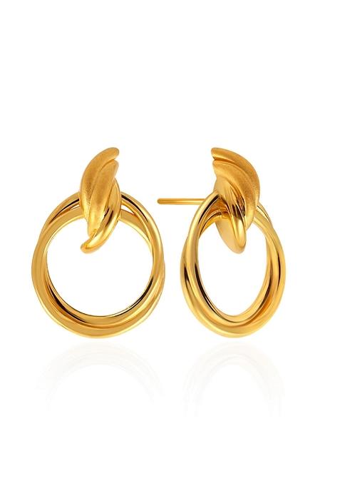 Indya X Senco Radiant Orb Gold Studs Earrings