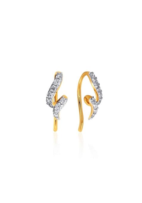 Indya X Senco Classy Twist Diamond Hook Earrings