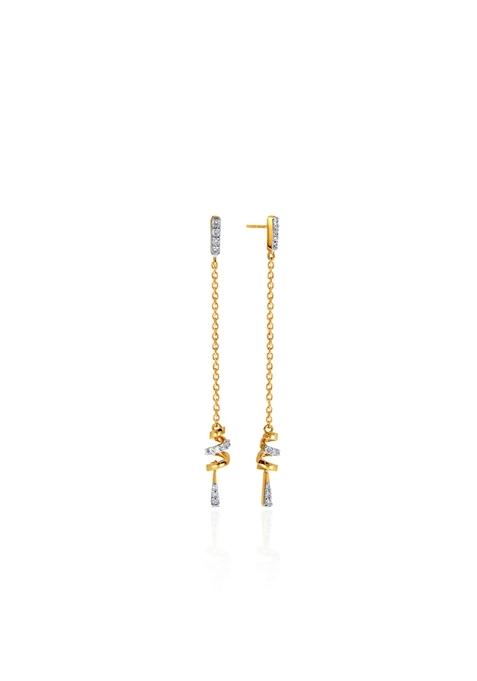 Indya X Senco Dangling Swirl Diamond Earrings