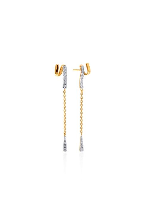 Indya X Senco Slender Ribbon Diamond Earrings