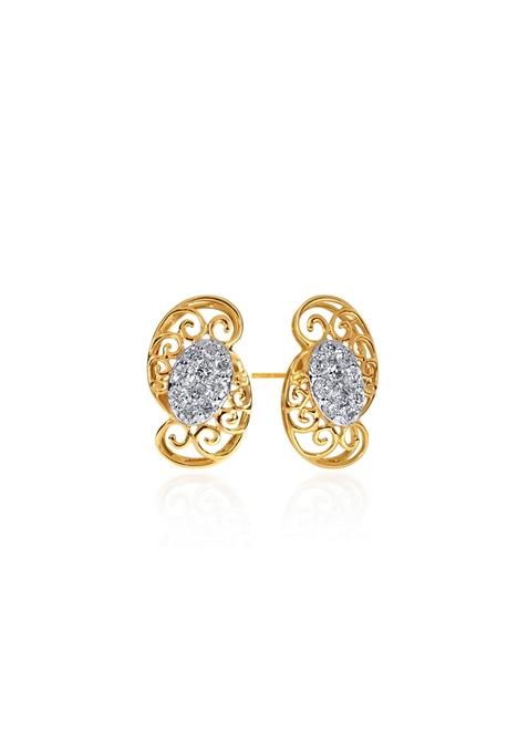 Indya X Senco Filigree Whisper Diamond Studs Earrings