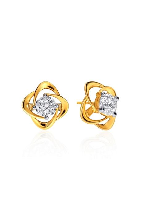 Indya X Senco Overlapping Petals Solitaire Studs Earrings