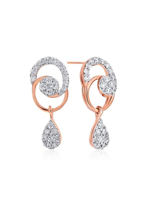 Indya X Senco Fashionable Spin Diamond Studs Earrings