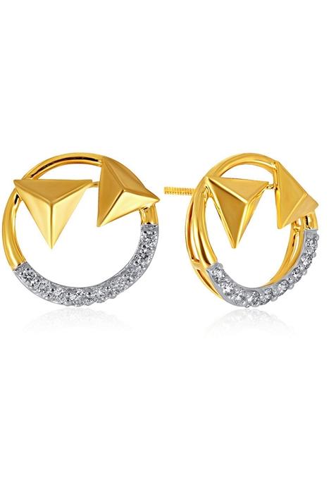 Indya X Senco Twin Trigon Diamond Studs Earrings