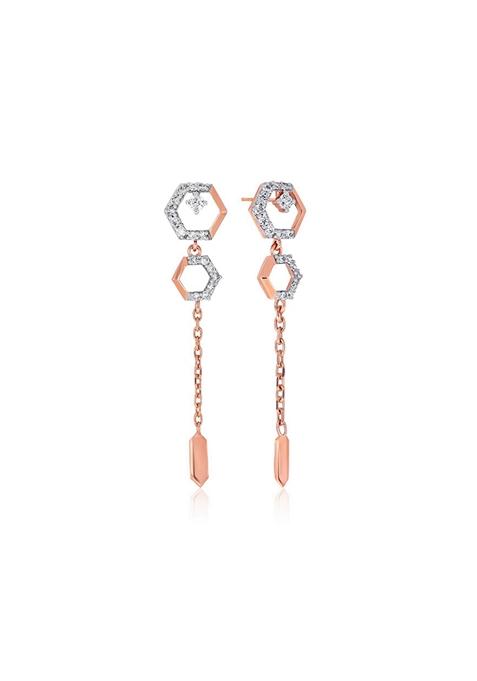 Indya X Senco Sparkling Duo Diamond Earrings