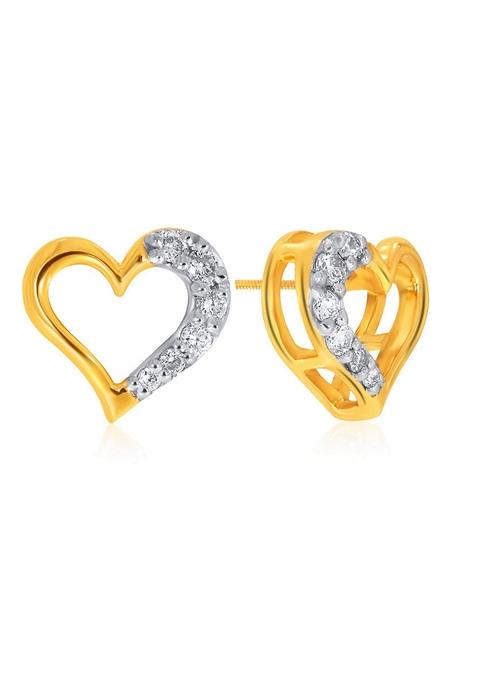 Indya X Senco Artistic Sweetheart Diamond Studs Earrings