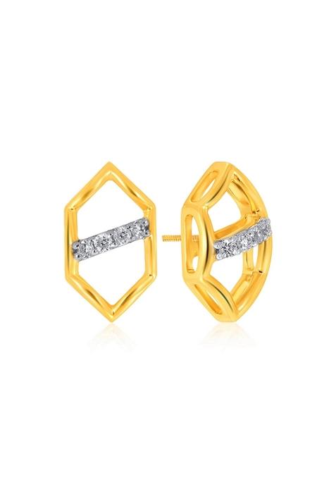 Indya X Senco Simple Hexa Diamond Studs Earrings