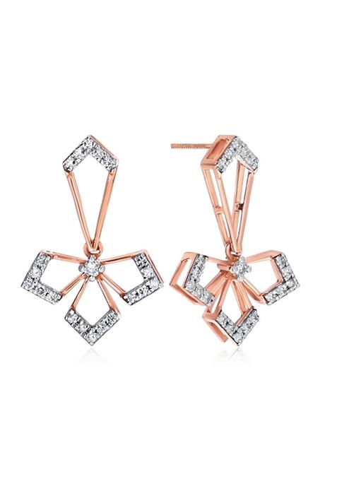 Indya X Senco Dangling Bloom Diamond Drop Earrings