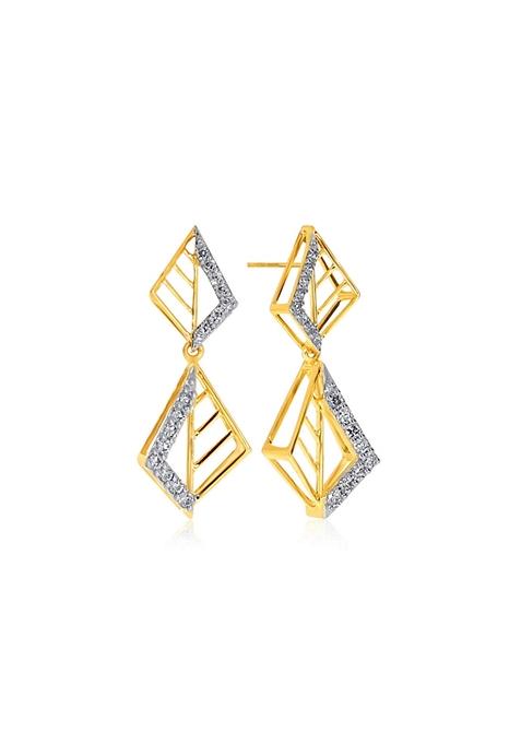 Indya X Senco Flight Of Fashion Diamond Drop Earrings