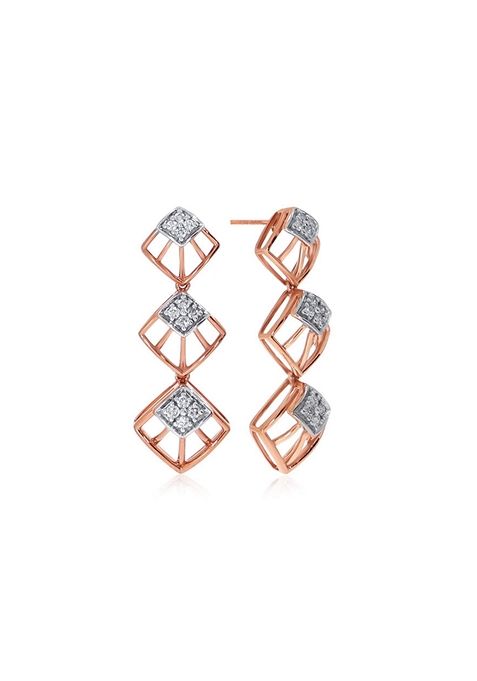 Indya X Senco Cubic Trio Diamond Earrings