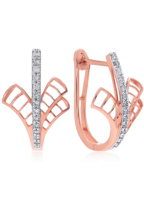 Indya X Senco Emerging Shimmer Diamond Hoop Earrings