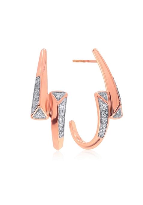 Indya X Senco Daily Glam Diamond J Hoop Earrings