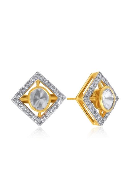 Indya X Senco Rhombic Radiance Polki Diamond Studs Earrings