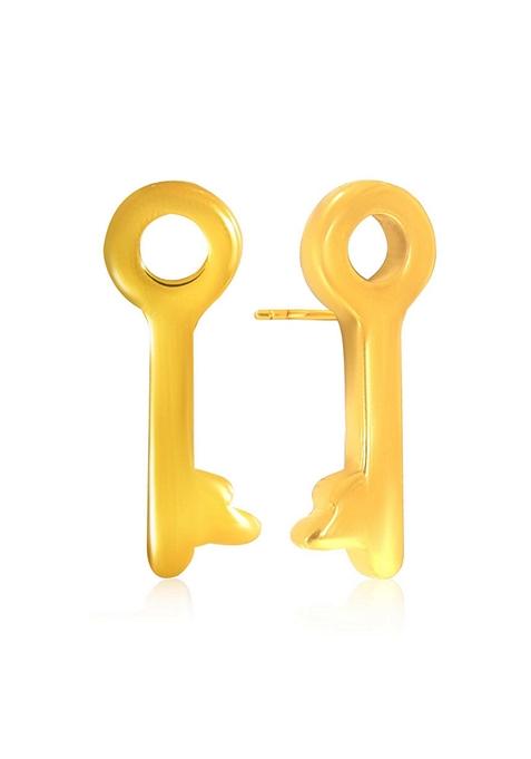 Indya X Senco Key To Innocence Gold Studs Earrings