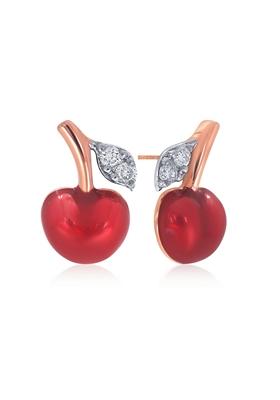 Indya X Senco Rosy Cherry Kids Diamond Studs Earrings
