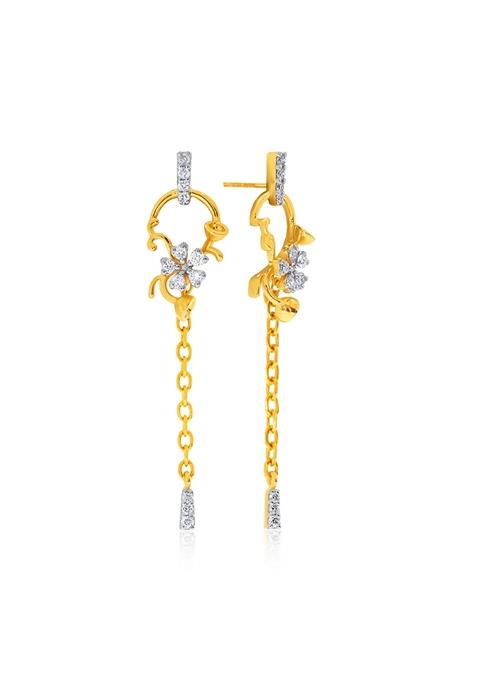 Indya X Senco Heavenly Flower Diamond Drop Earrings