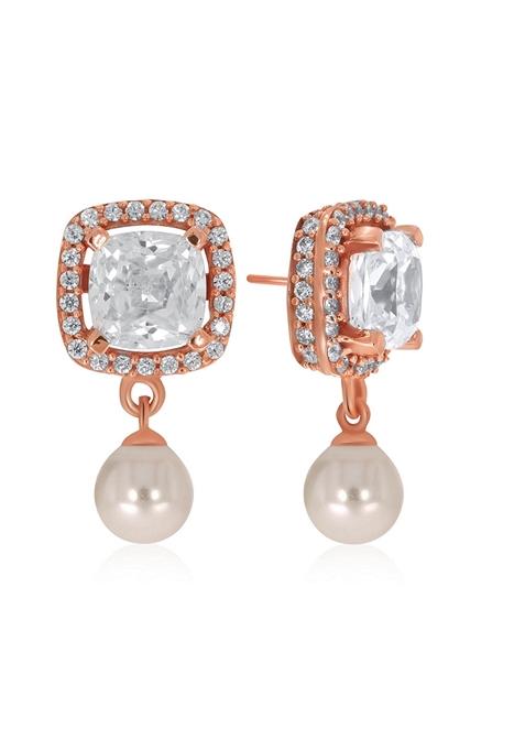 Indya X Senco Rosy Elegance Gold Studs Earrings