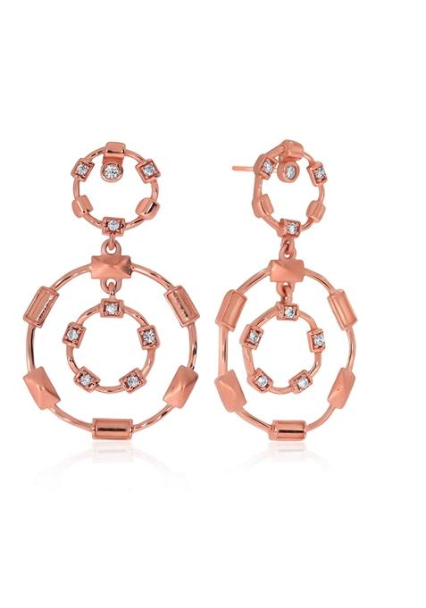 Indya X Senco Orbital Adornments Gold Drop Earrings