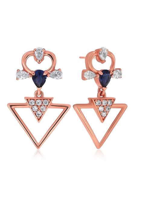 Indya X Senco Triangular Treasure Gold Drop Earrings