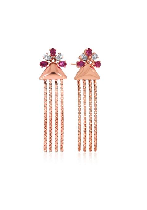 Indya X Senco Bloomed Vase Gold Long Earrings