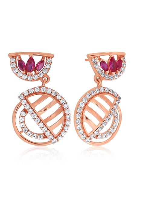 Indya X Senco Wheel Of Dazzle Gold Drop Earrings