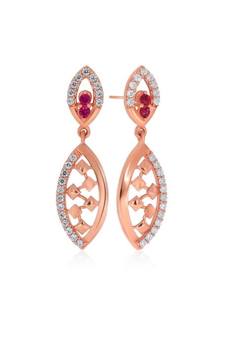 Indya X Senco Chic Rosy Vision Gold Drop Earrings