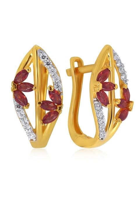 Indya X Senco Crimson Petals Gold Hoop Earrings